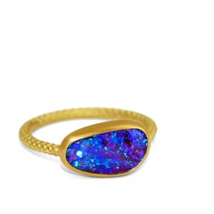 Anello 3D Fire Australian Opal in oro 22K, unico nel suo genere, Talkative 2024
