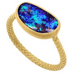 3D Feuer australischer Opal 22K Gold Einzigartiger Ring, Talkative 2024
