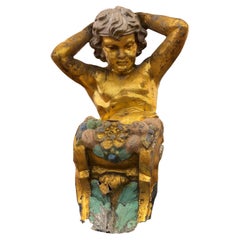 Antique 3D Italian Grand Prospect Hall Zinc Putti Original Colors