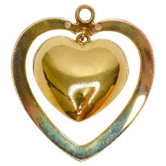 3D Large Heart Pendant 14k Gold