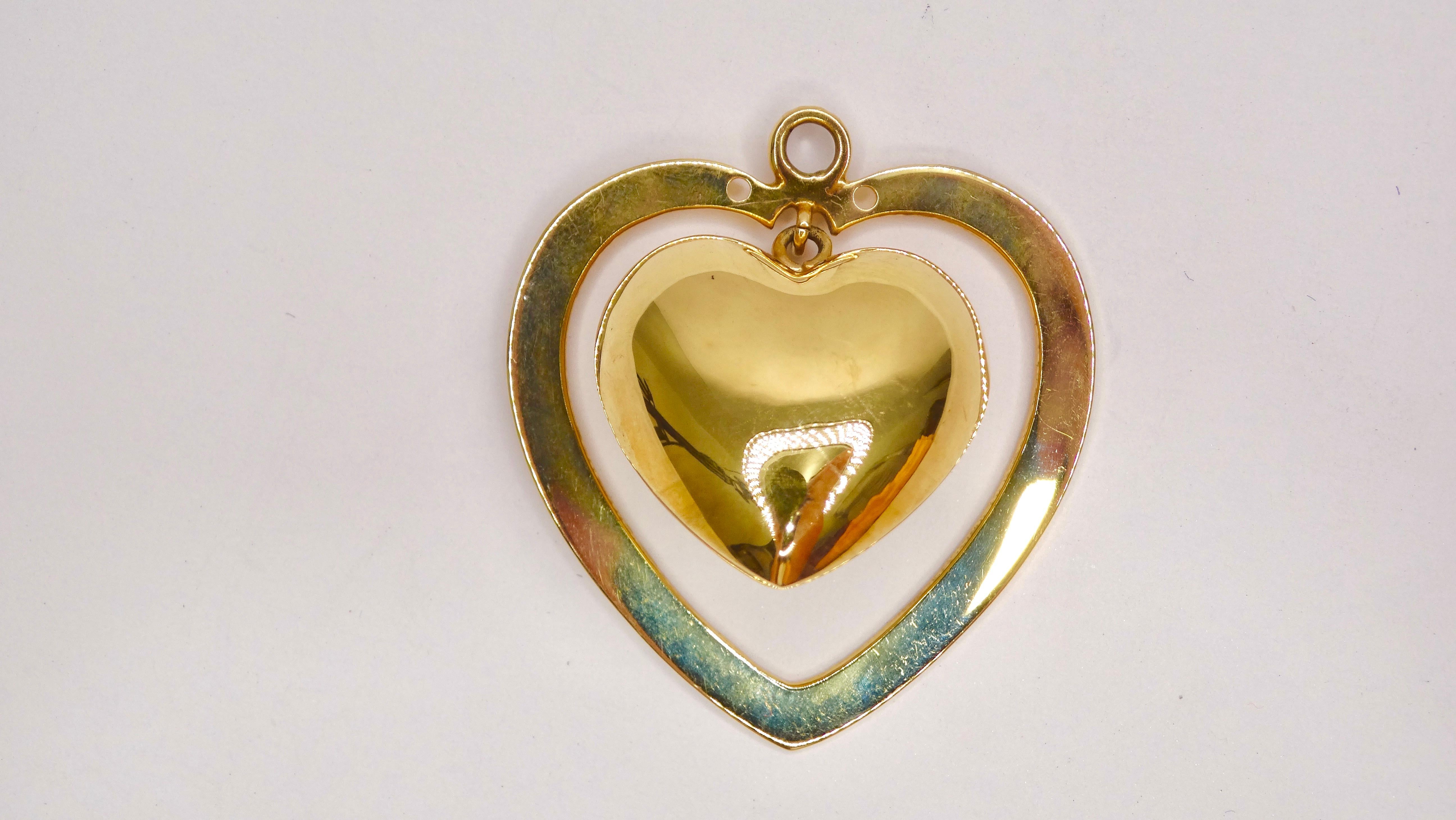 3d gold heart pendant