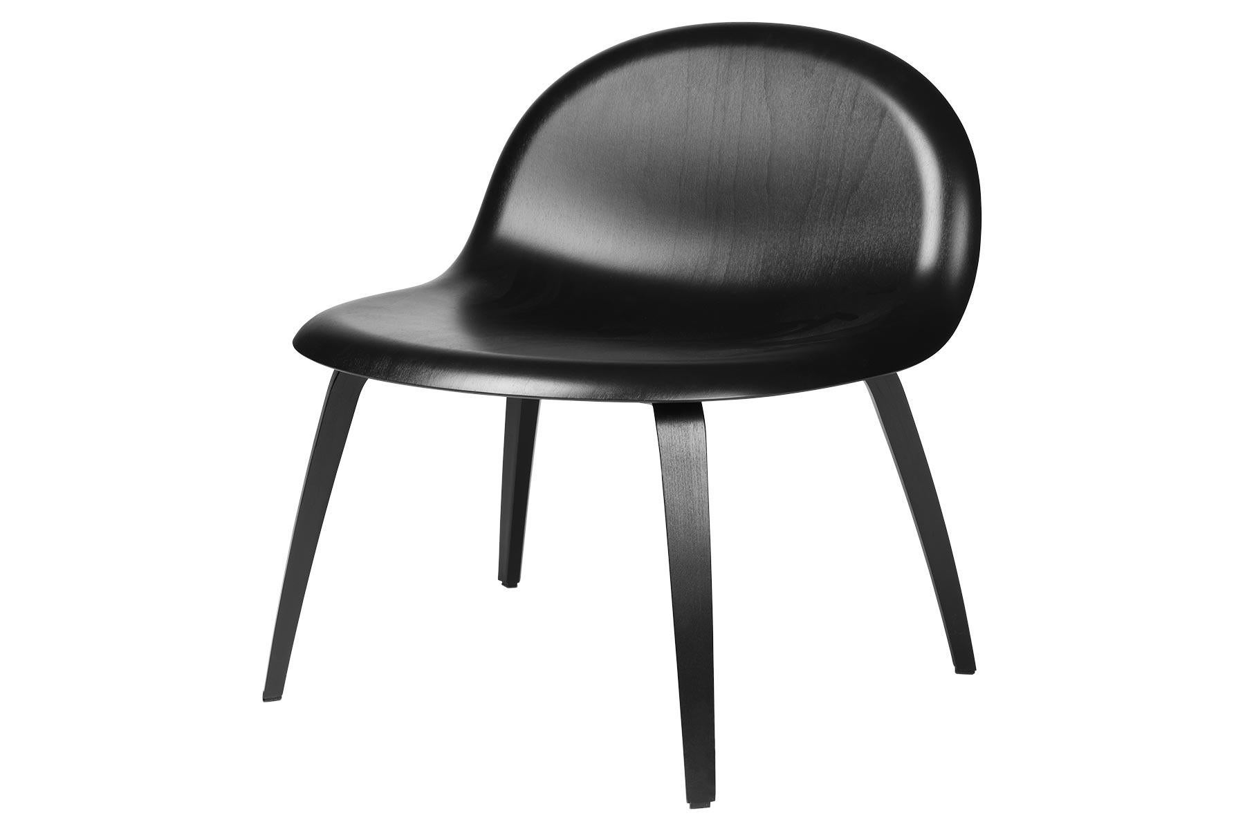 Mid-Century Modern 3D Lounge Chair, Fully Upholstered, Wood Base, Black Stained Beech For Sale