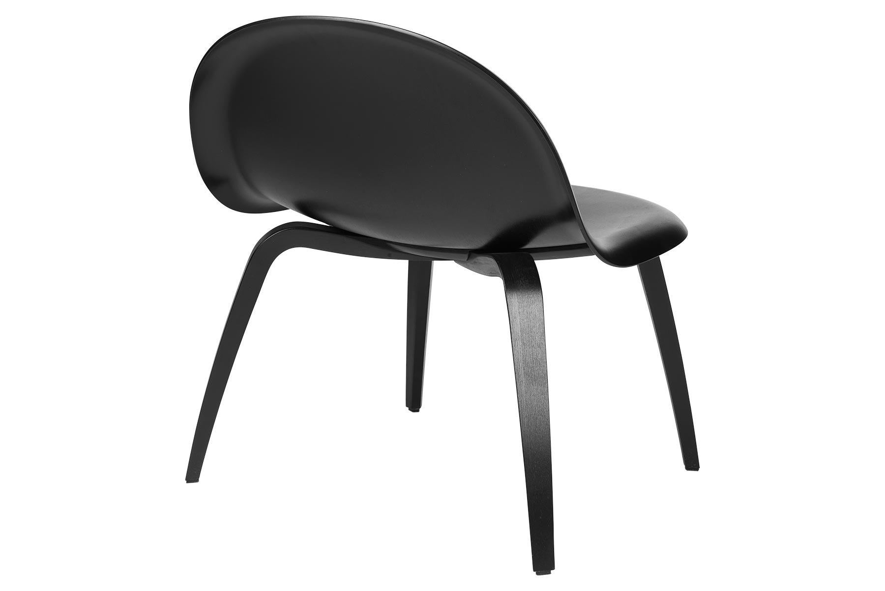 Danish 3D Lounge Chair, Fully Upholstered, Wood Base, Black Stained Beech For Sale