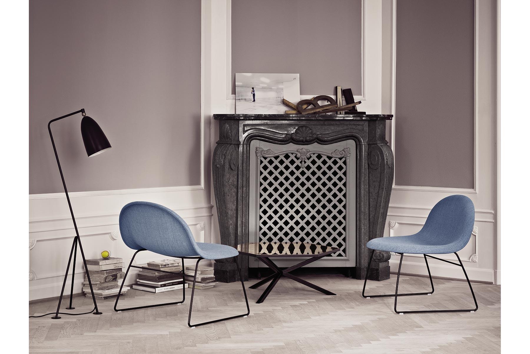 Mid-Century Modern 3D Lounge Chair, Un-Upholstered, Sledge Base, Black Semi Matt For Sale