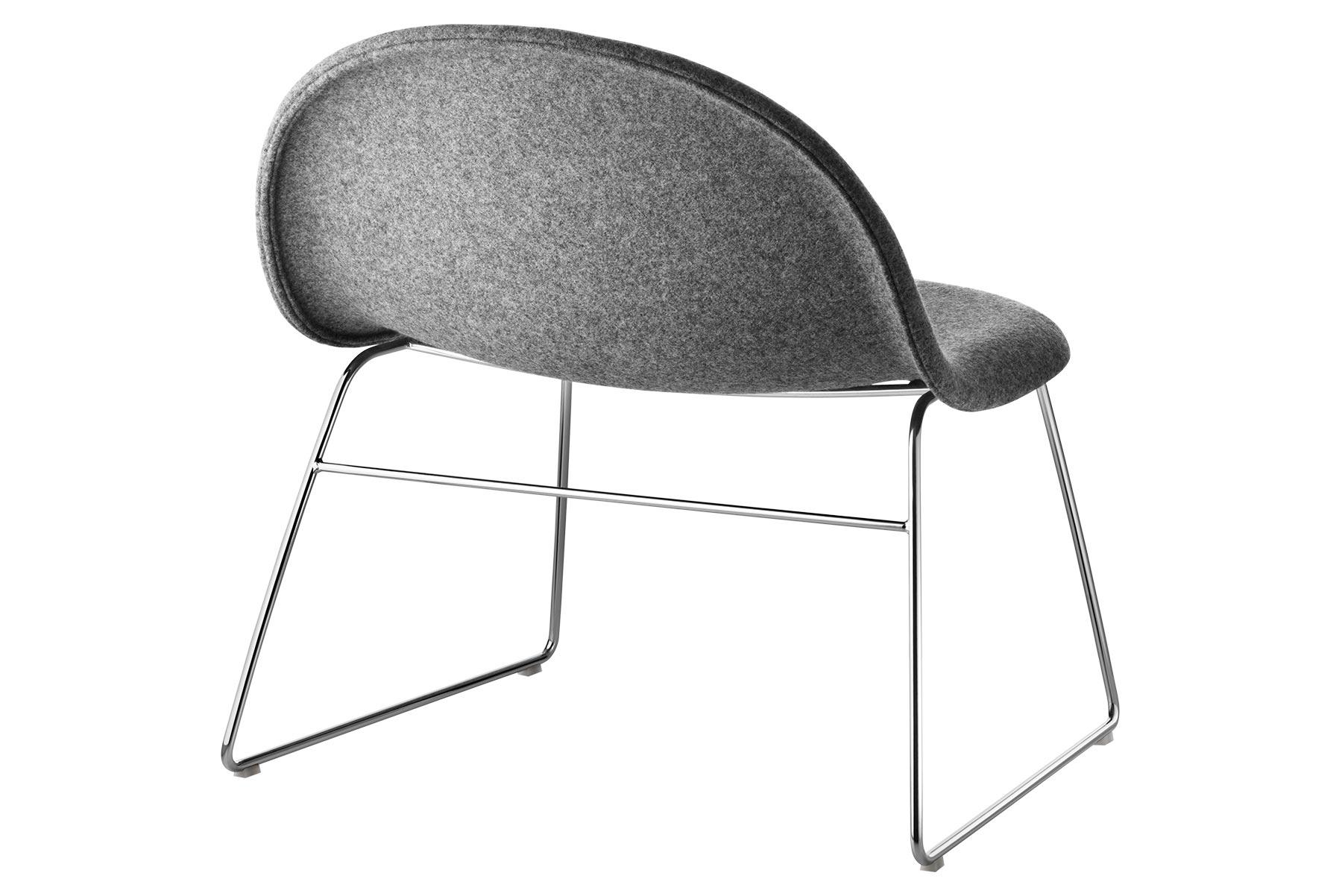 Danish 3D Lounge Chair, Un-Upholstered, Sledge Base, Chrome For Sale