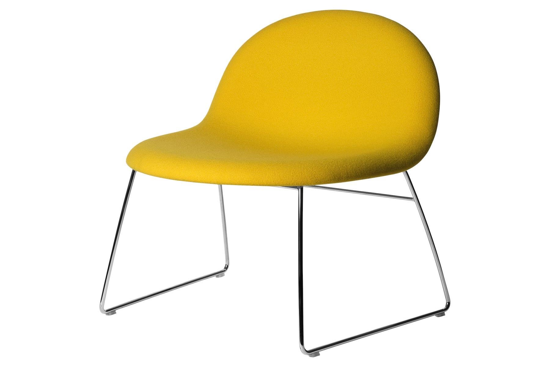Polychromed 3D Lounge Chair, Un-Upholstered, Sledge Base, Chrome For Sale