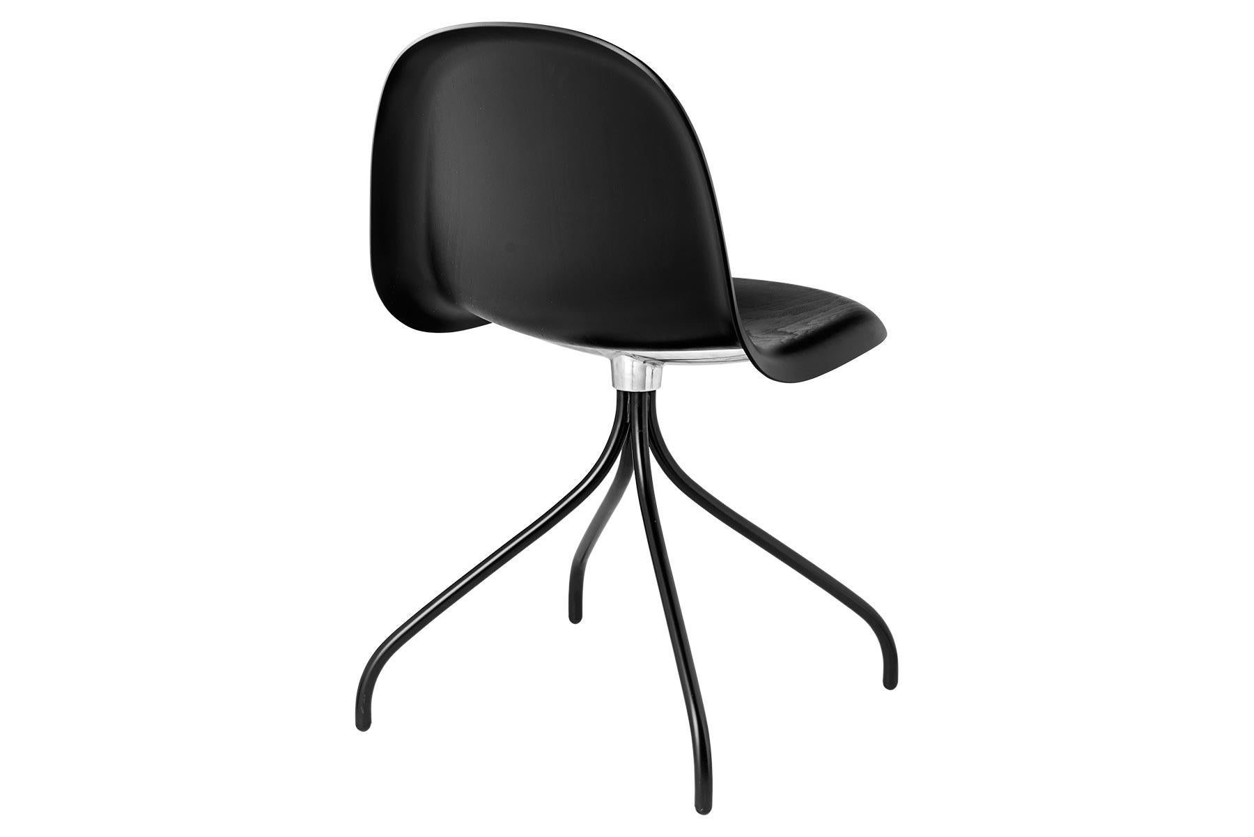 Danish 3D Meeting Chair, Front Upholstered, Black Swivel Base For Sale