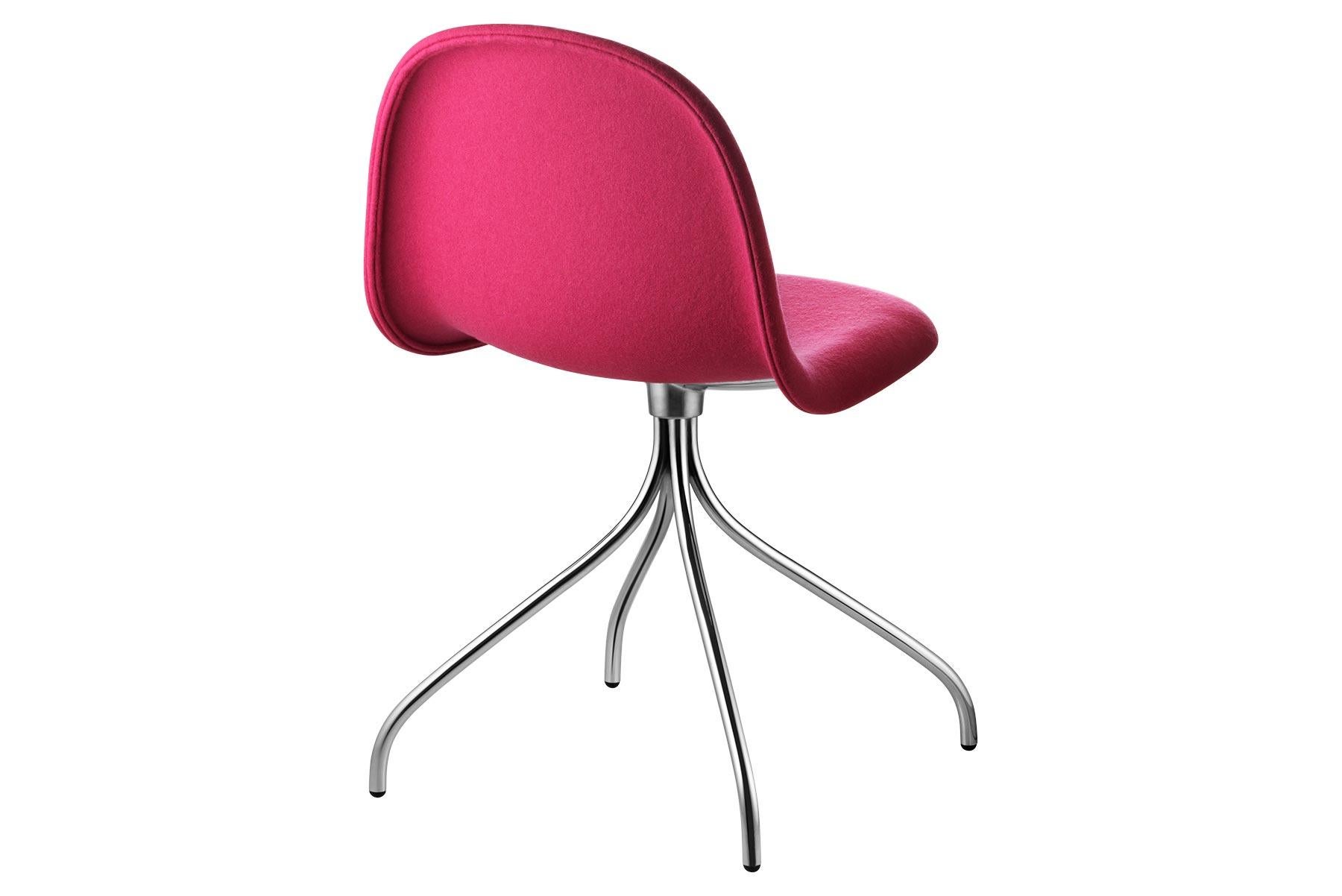 Danish 3D Meeting Chair, Front Upholstered, Chrome Swivel Base For Sale