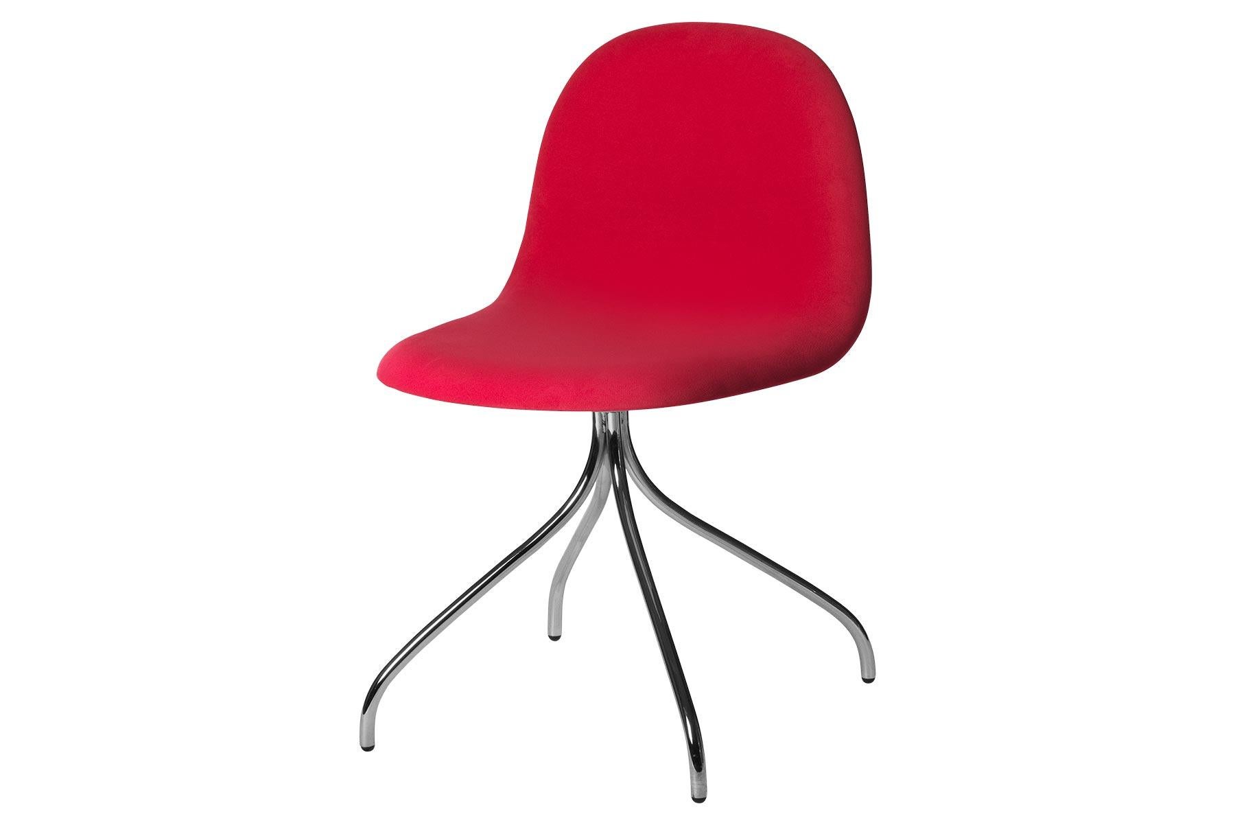 Polished 3D Meeting Chair, Front Upholstered, Chrome Swivel Base For Sale