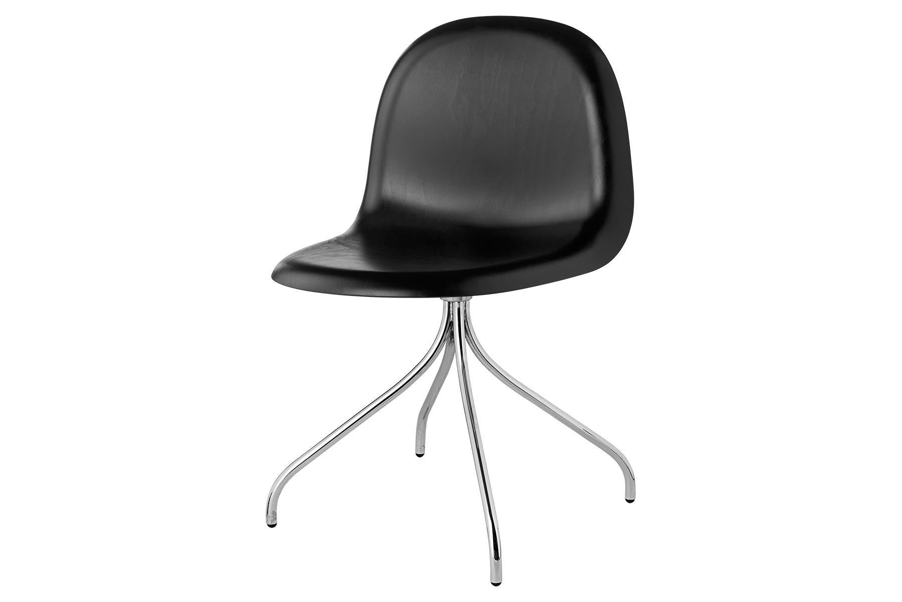 Mid-Century Modern 3D Meeting Chair, Un Upholstered, Chrome Swivel Base For Sale