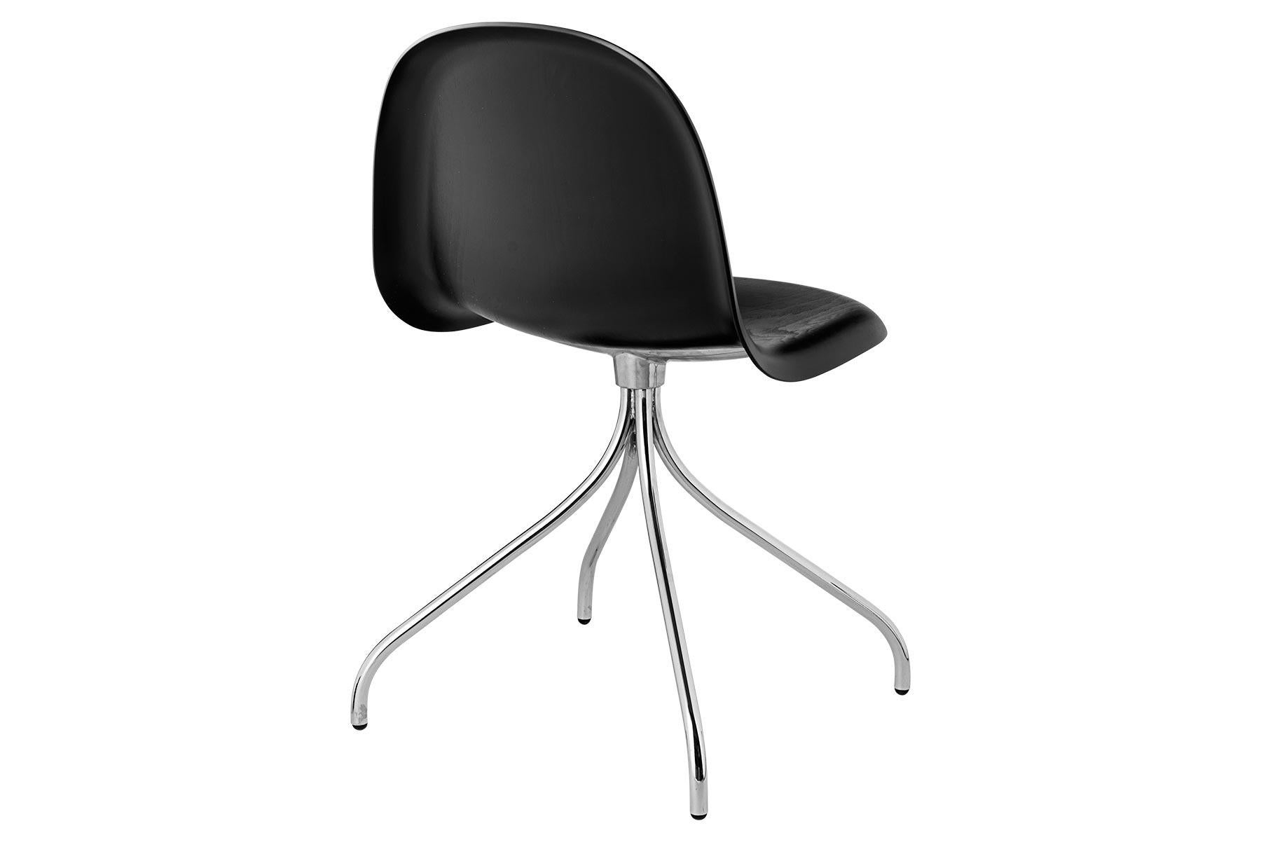 Danish 3D Meeting Chair, Un Upholstered, Chrome Swivel Base For Sale
