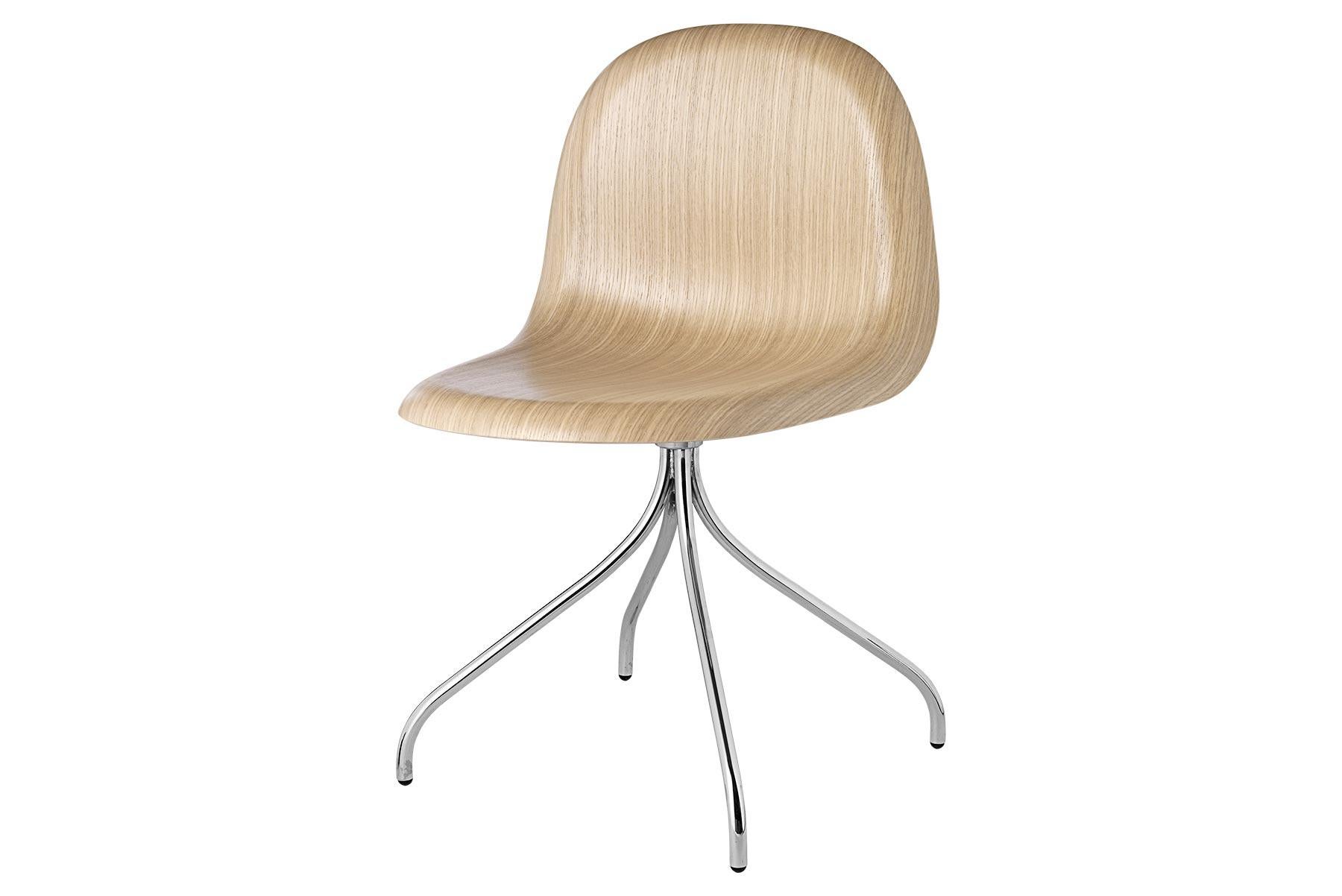 Polished 3D Meeting Chair, Un Upholstered, Chrome Swivel Base For Sale