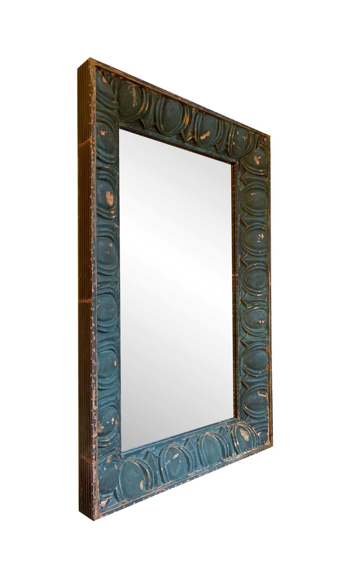 Contemporary 3D Mirror Made from Egg & Dart Copper Building Facade Turn of the Century