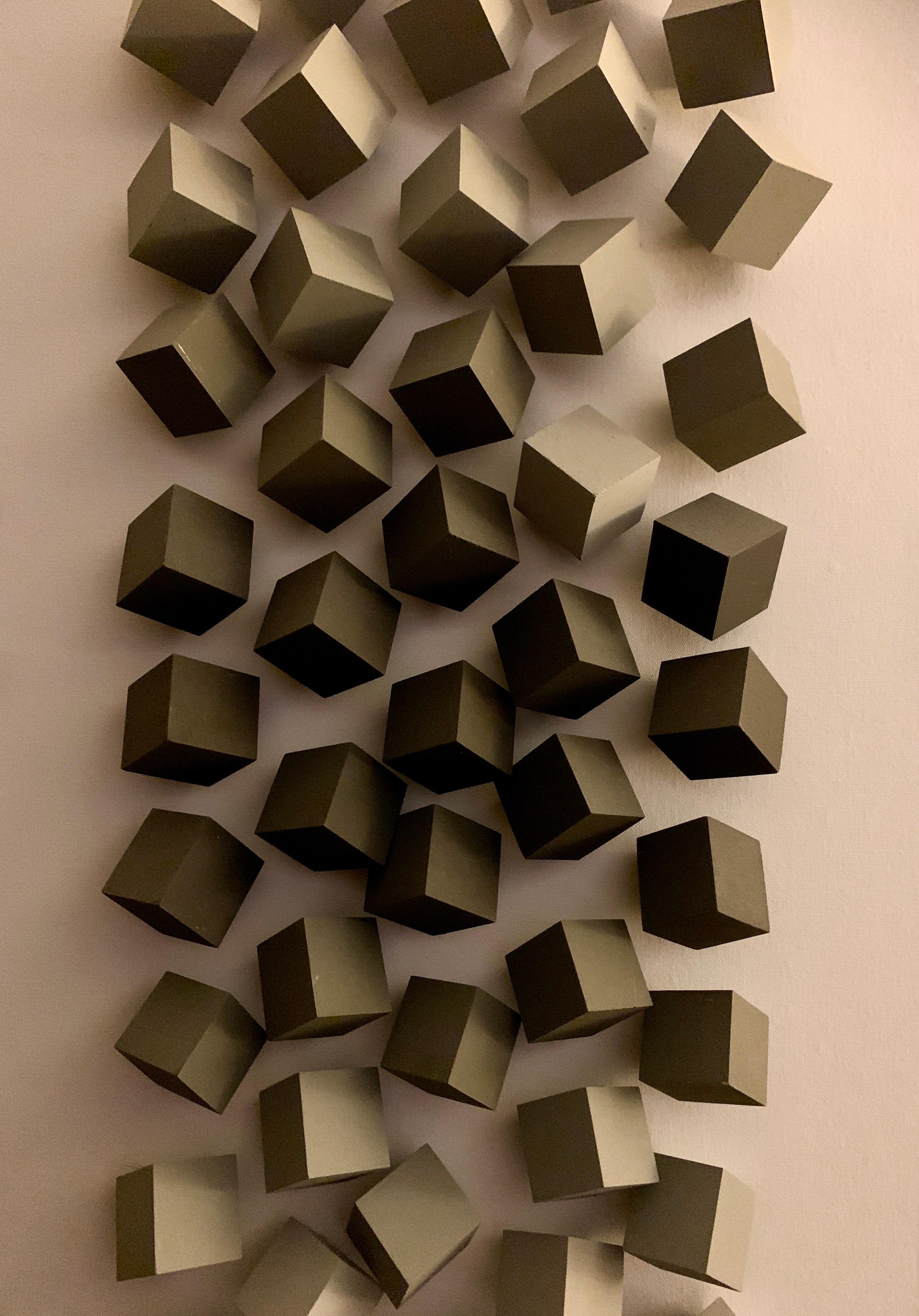 3D-Modern-Handbemalte Würfel, Dimensionale Kunst der brasilianischen Künstlerin Silva  (Moderne) im Angebot