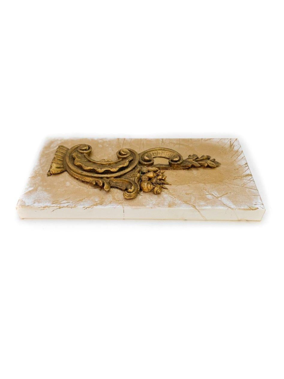 Rococo 3D Powdered Canvas with an 18th Century Italian Fragment and Gold Leaf Shells For Sale