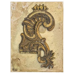 Antique 3D Powdered Canvas with an 18th Century Italian Fragment & Gold-Plated Crystals
