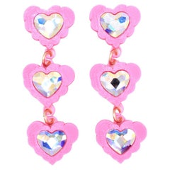 3d Printed Crystal Heart Fantasy Love Earrings, Pink