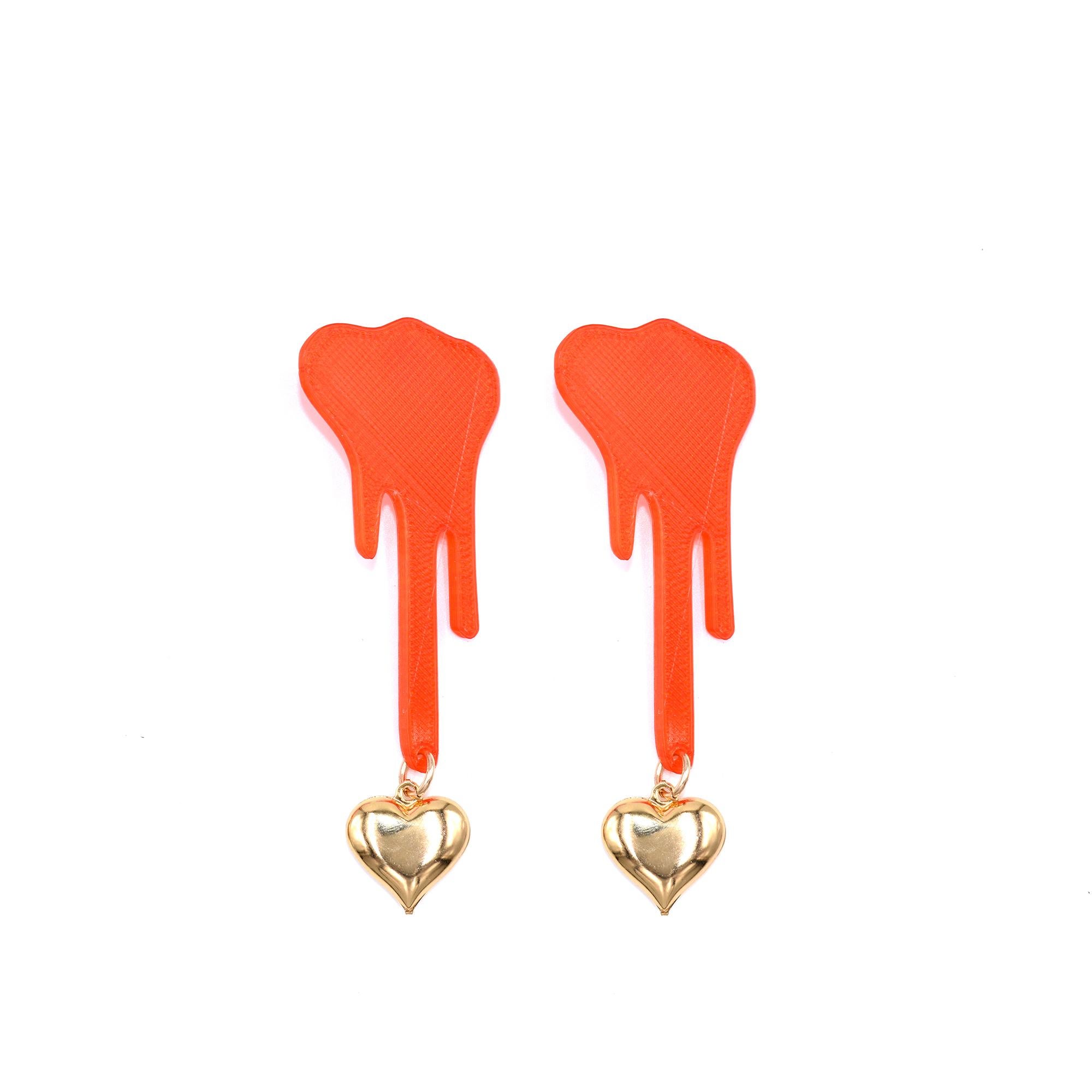 3D Printed LOVE U HATE U Earrings - OG Pink For Sale at 1stDibs