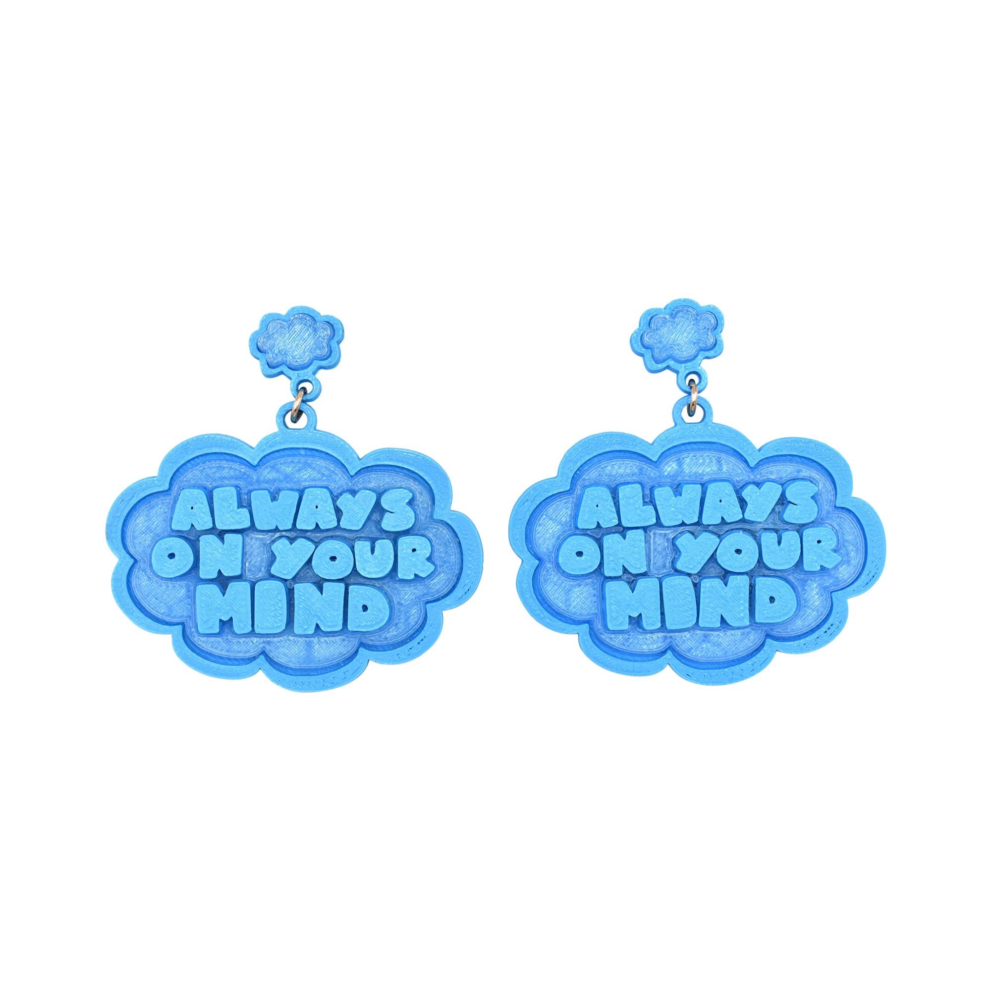 3d Printed I Know Speech Bubble Earrings Blue For Sale