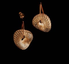 14 Karat Unique Large Twisted Torus Dangle Gold Contemporary Earrings.