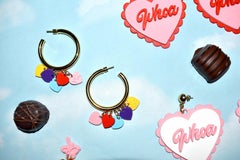 3D Printed Love All Over Me Gold Hoop Dangle Heart Earrings