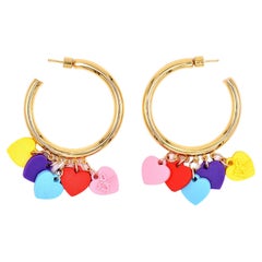 3D Printed Love All Over Me Gold Hoop Dangle Heart Earrings