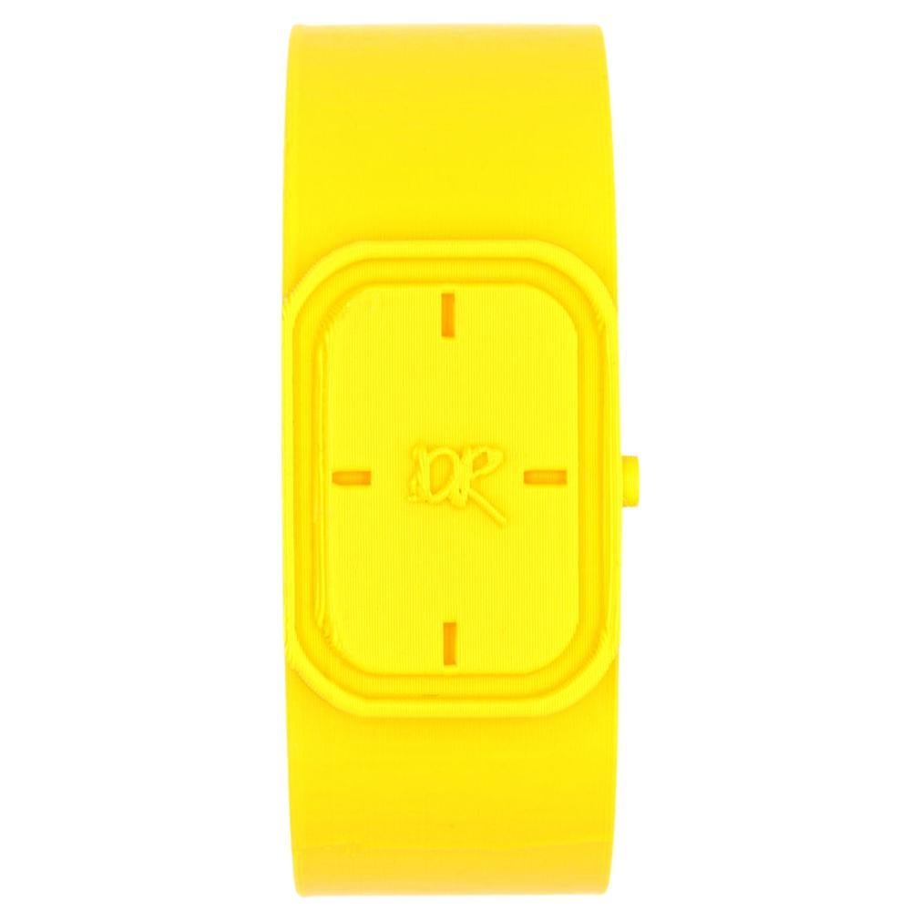 3D Printed No time Watch Style Cuff Bracelet, Yellow For Sale