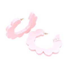 3d Printed Pretend Cloud Hoop Earrings Baby Pink