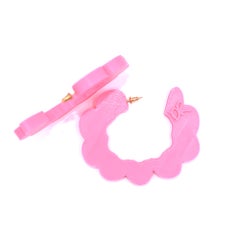 3d Printed Pretend Cloud Hoop Earrings Hot Pink