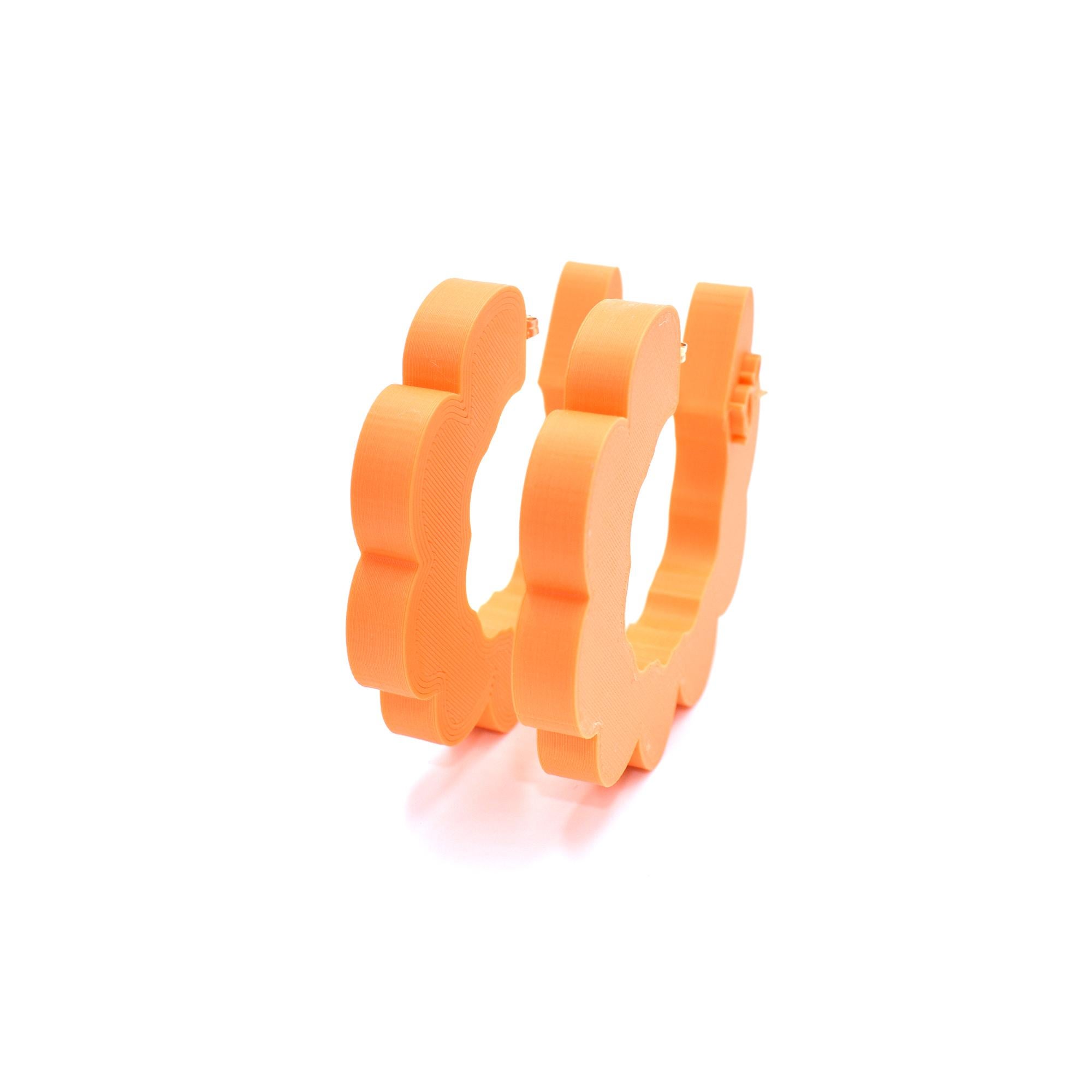 Modern 3d Printed Pretend Cloud Shaped Hoop Earrings, Matte Orange For Sale