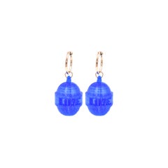 3d Printed Super Sucka 4 Love Blow Pop Earrings, Blue Razz
