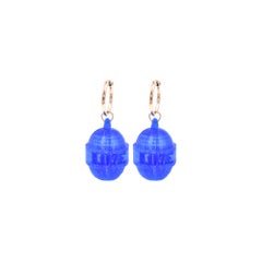 3d Printed Super Sucka 4 Love Blow Pop Earrings, Blue Razz