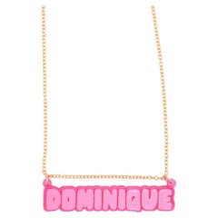 What's My Name 3d Printed Custom Nameplate Necklace, Pink