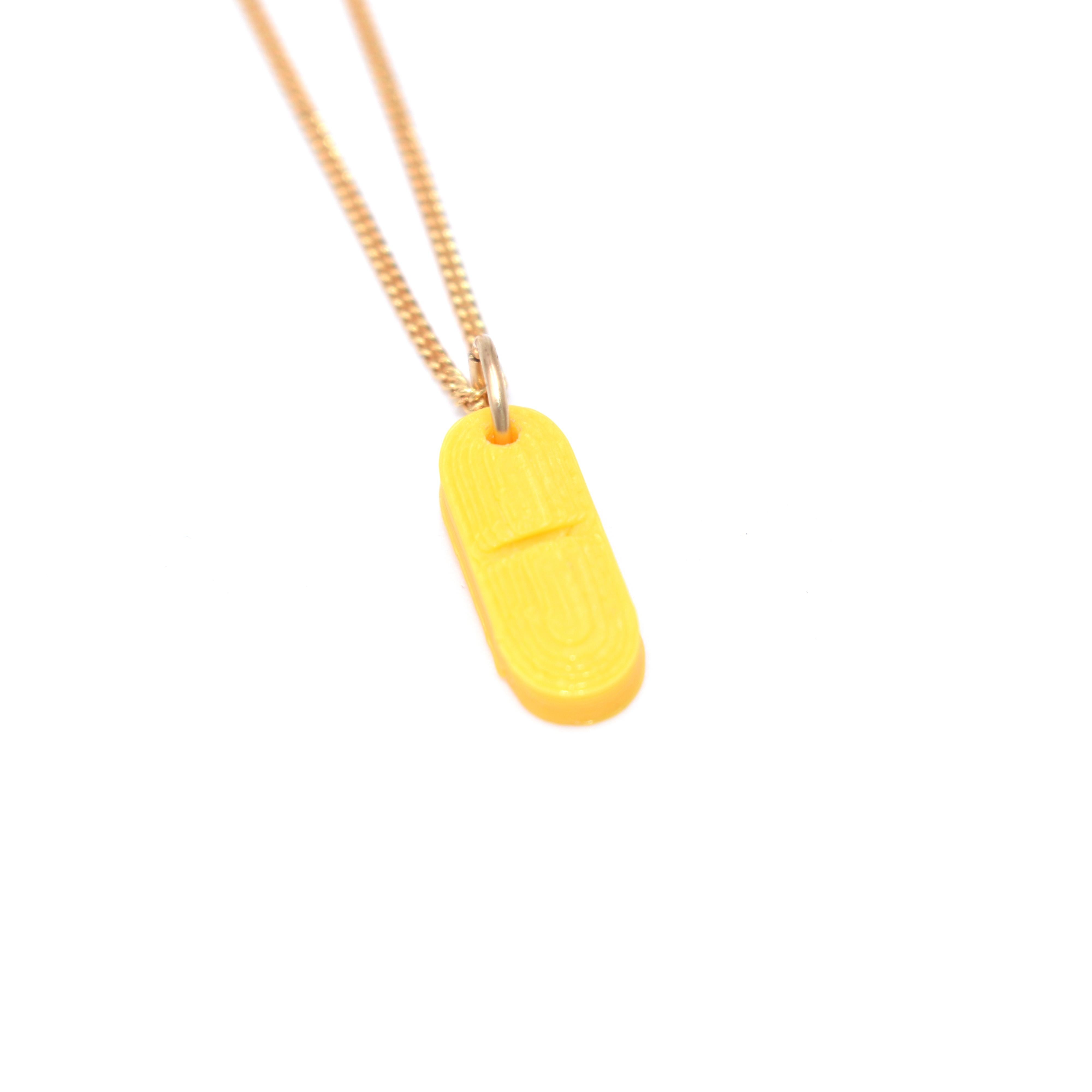 Artisan 3d Printed Yellow Pill Necklace For Sale