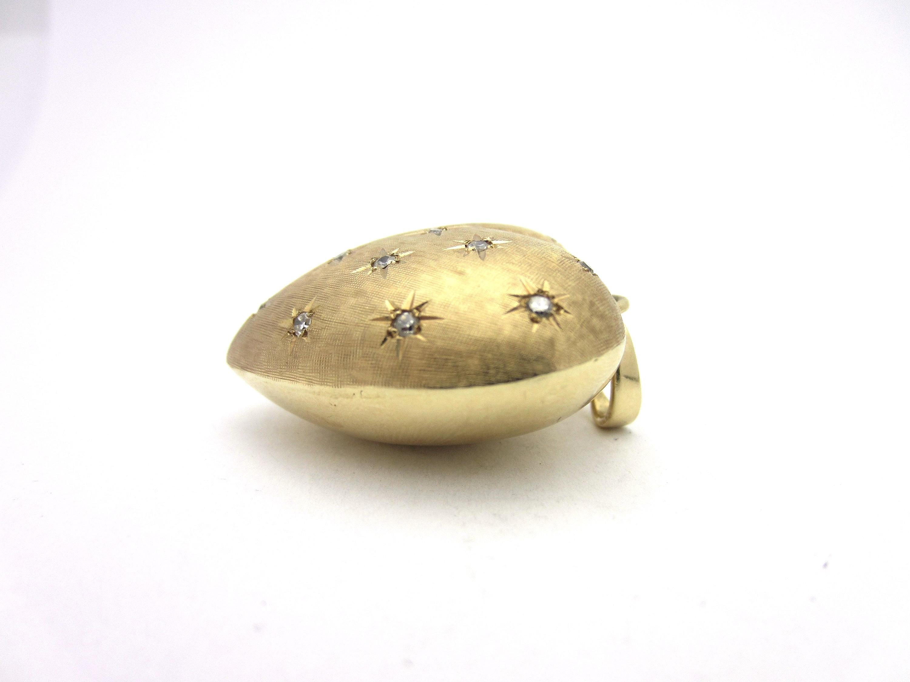 Women's or Men's 3D Puffed Heart Single Cut Diamond Pendant Enhancer 14k Rosy Yellow Gold Vintage