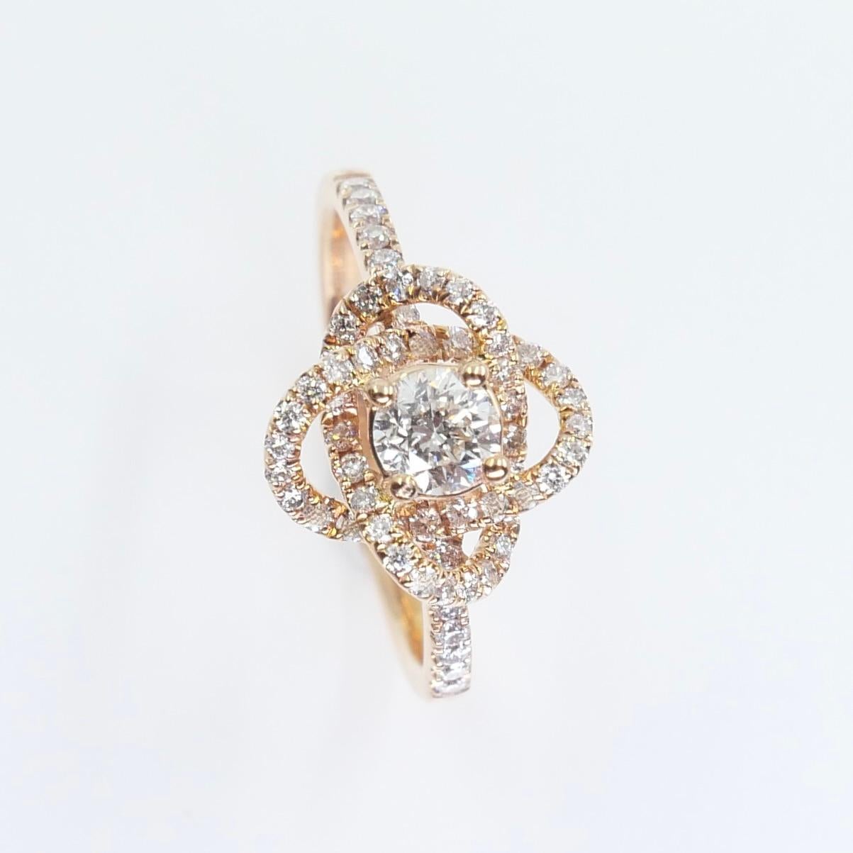 3D Rose Flower Diamond Ring, 18K Rose Gold, Dainty, Excellent Depth of Field For Sale 6