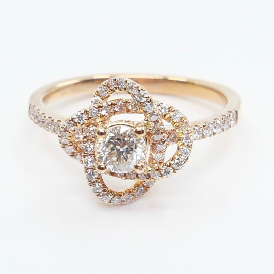 Women's 3D Rose Flower Diamond Ring, 18K Rose Gold, Dainty, Excellent Depth of Field For Sale