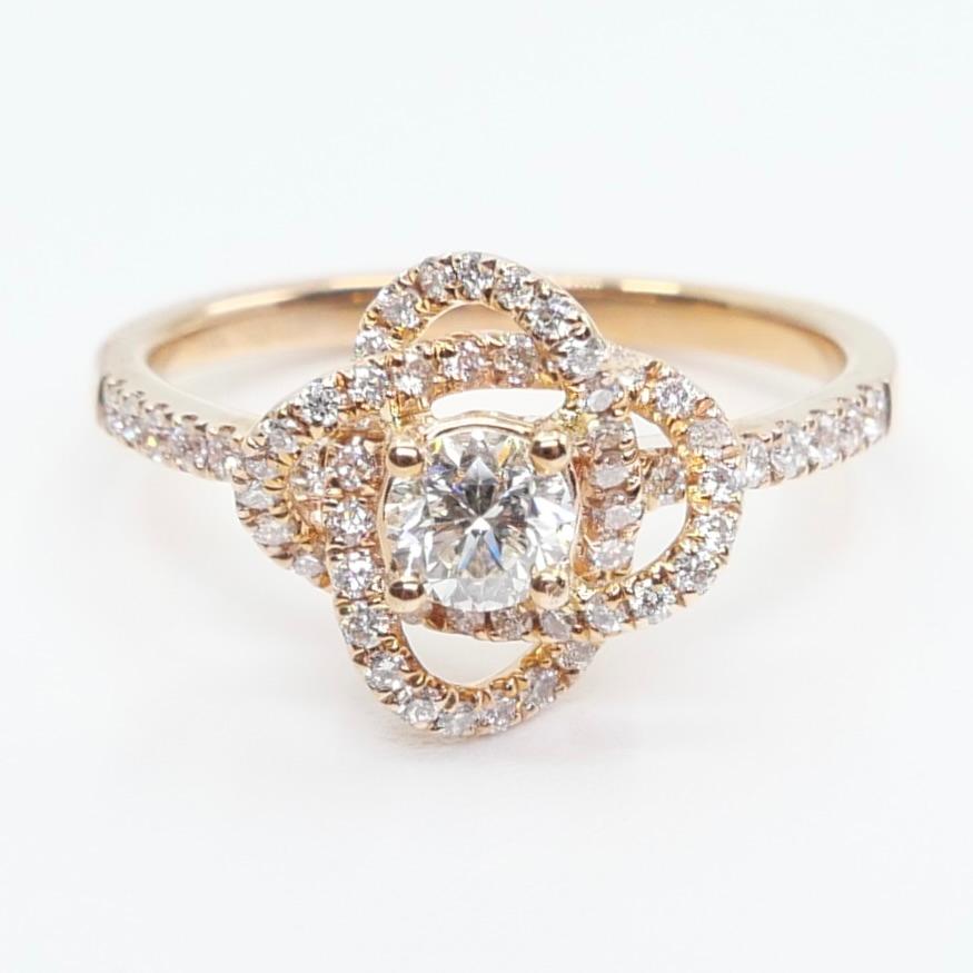 3D Rose Flower Diamond Ring, 18K Rose Gold, Dainty, Excellent Depth of Field For Sale 3