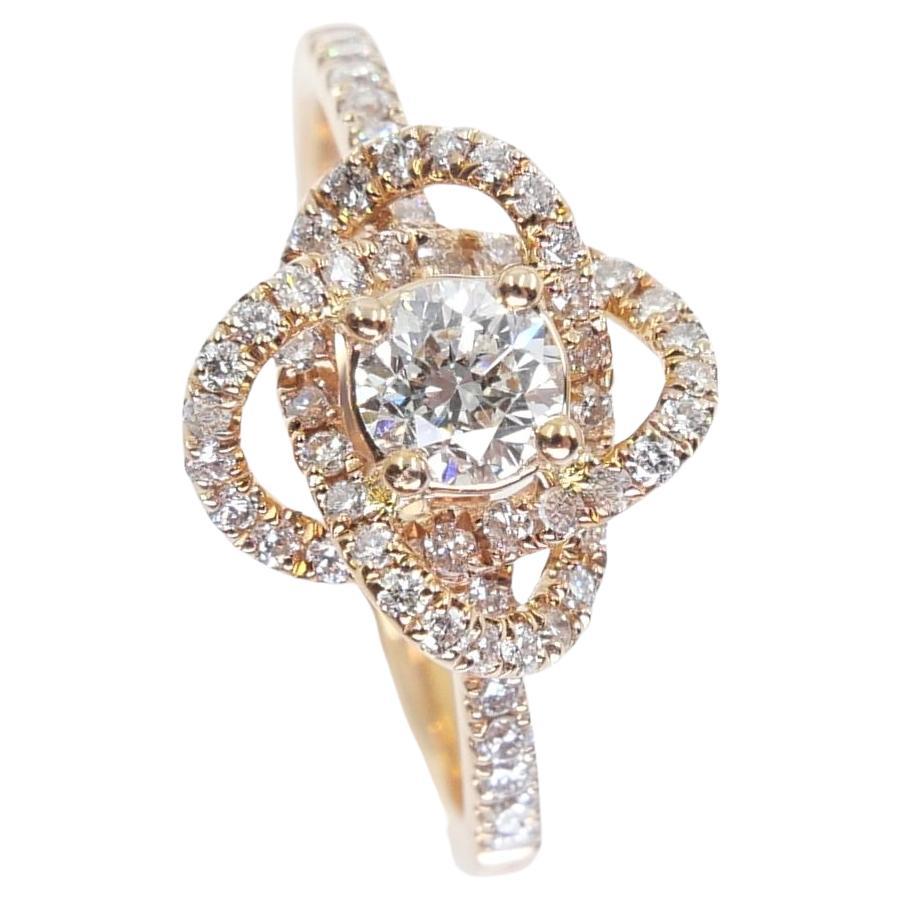 3D Rose Flower Diamond Ring, 18K Rose Gold, Dainty, Excellent Depth of Field For Sale