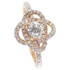 3D-Ring mit Rosenblumen-Diamant, 18 Karat Roségold, Dainty, ausgezeichnete Farbgebung