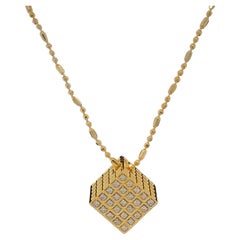 3D Solid Cube Diamond Pendant in 18k Solid Gold