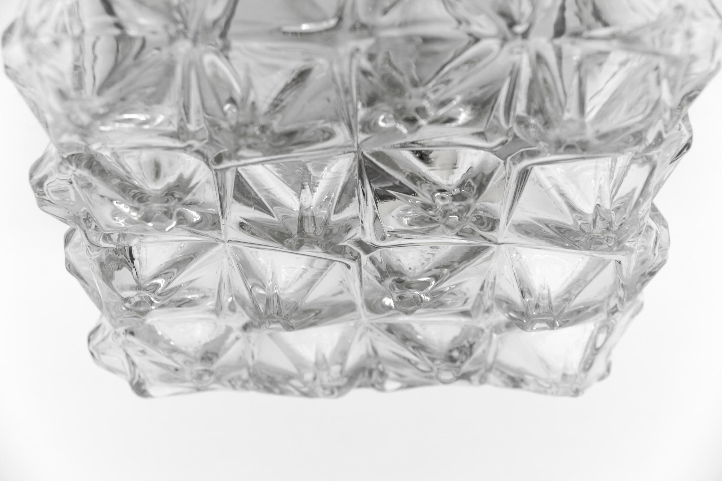 3D Square Geometric Glass Flush Mount Light, Germany 1960s For Sale 6