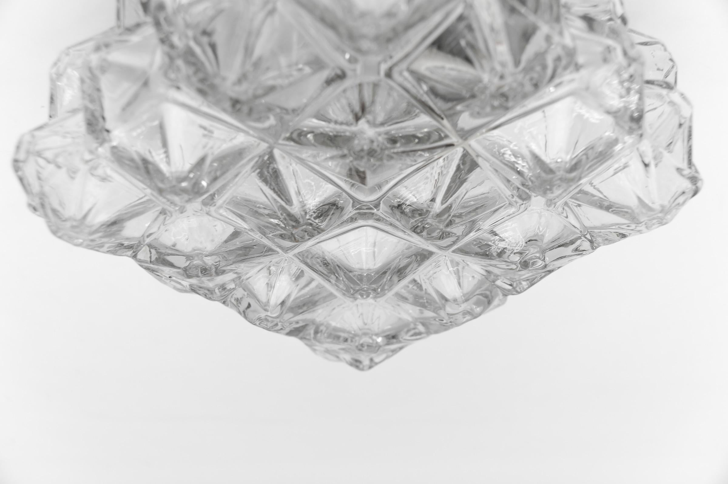 3D Square Geometric Glass Flush Mount Light, Germany 1960s For Sale 7