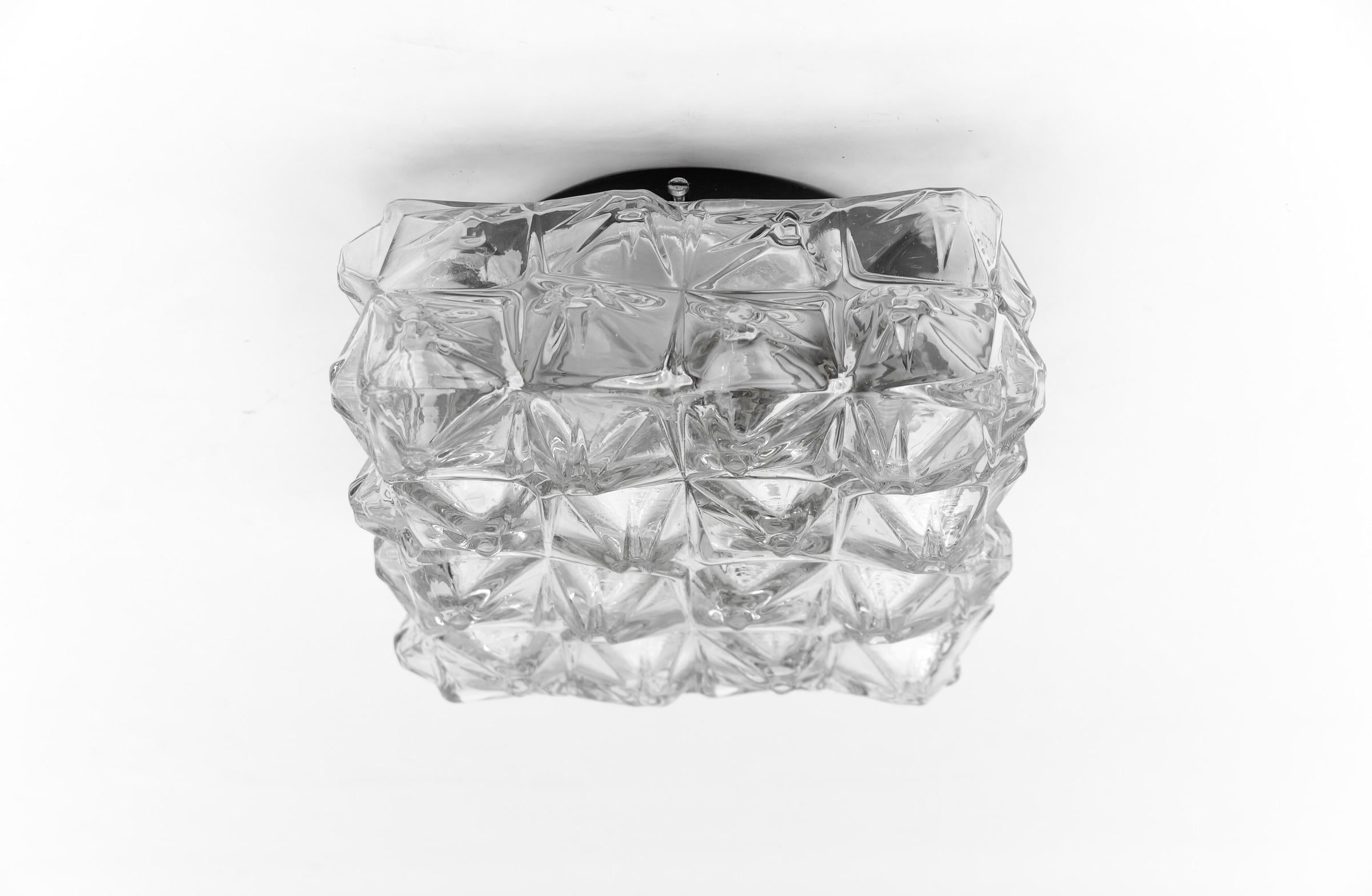 3D Square Geometric Glass Flush Mount Light, Germany 1960s In Good Condition For Sale In Nürnberg, Bayern