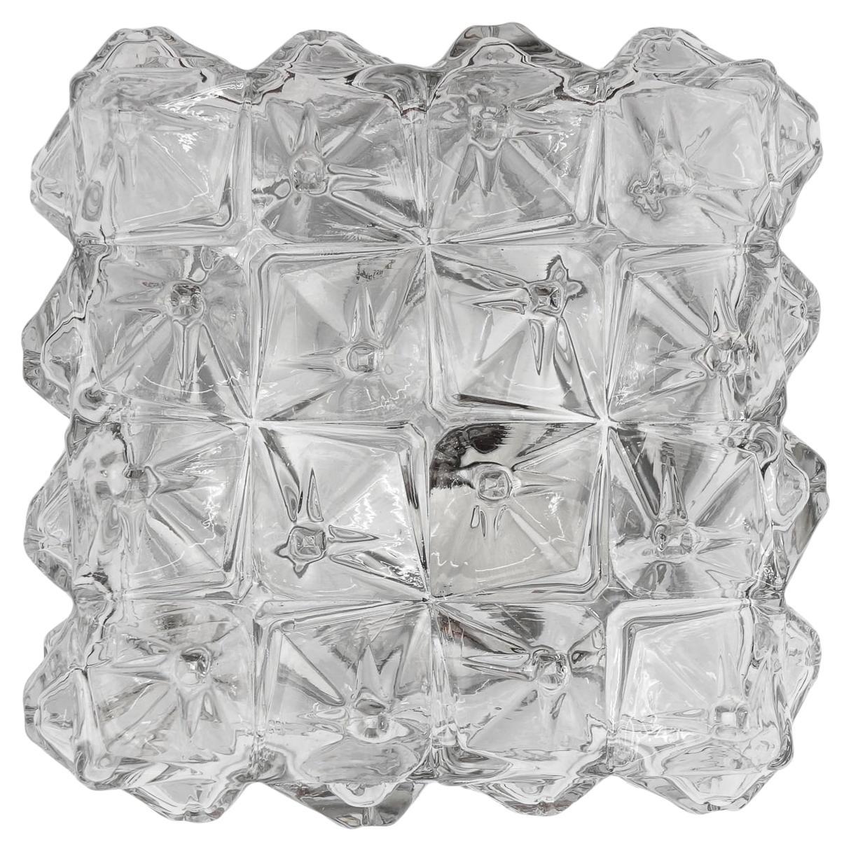 Lampada da incasso in vetro geometrico quadrato 3D, Germania 1960