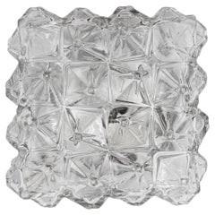 3D Square Geometric Glass Flush Mount Light, Germany 1960s