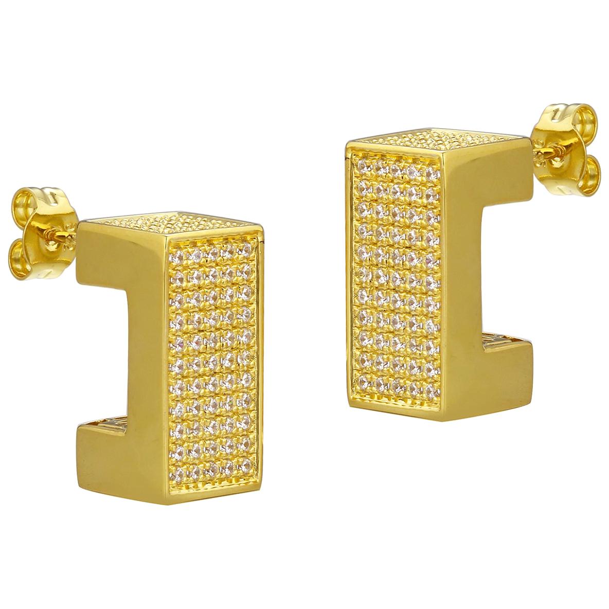 3D Square Pave Earrings For Sale