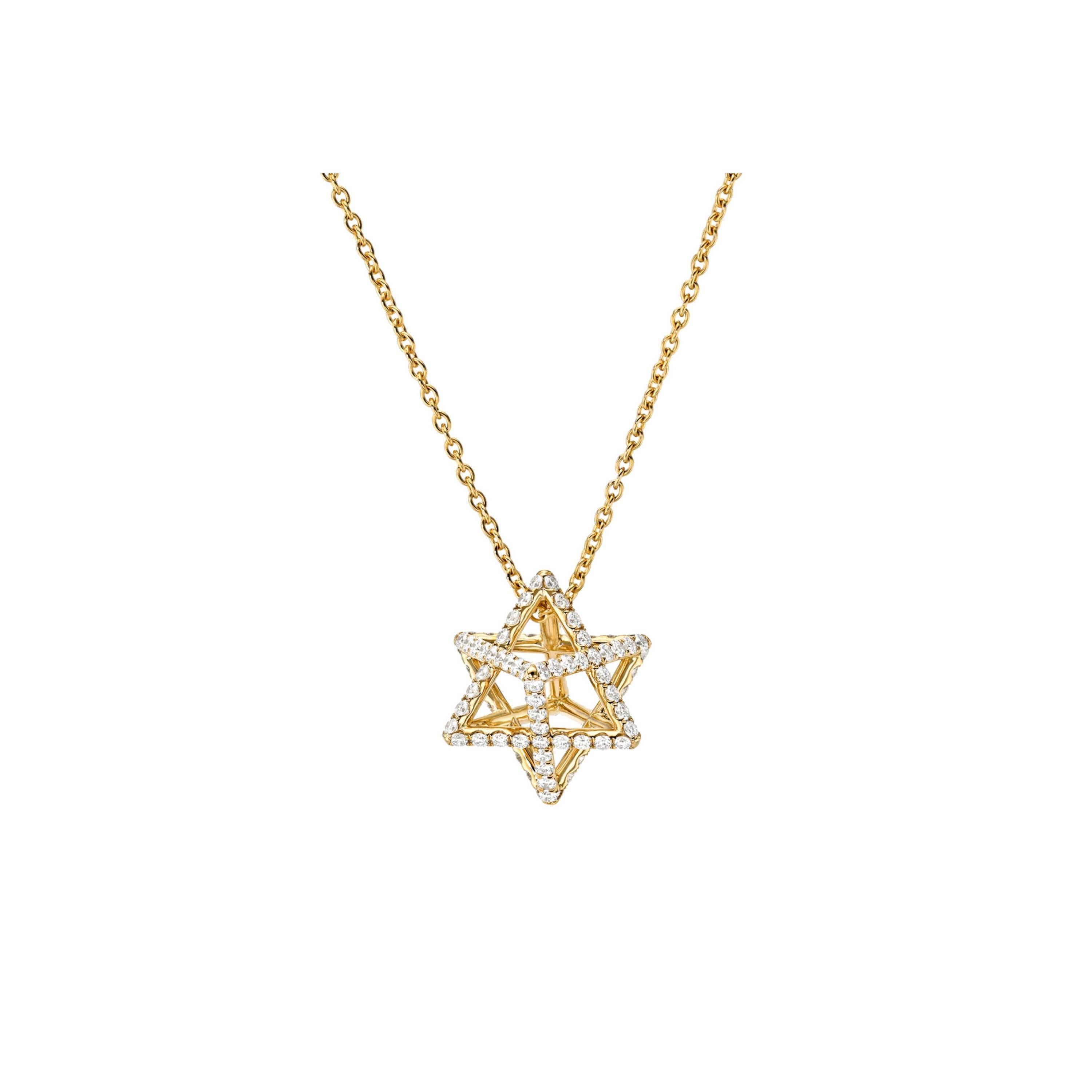Collana 3D con Stella di David in diamanti Collana Magen David in oro 18 carati - I. Hill In condizioni Nuovo in vendita a Beverly Hills, CA