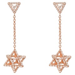 3D Davidstern-Ohrringe 18K Roségold Diamanten Art Deco Schmuck Merkaba