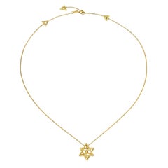 1.28 ct 3D Star of David Necklace with Fancy Yellow Diamonds in 18K Yellow Gold